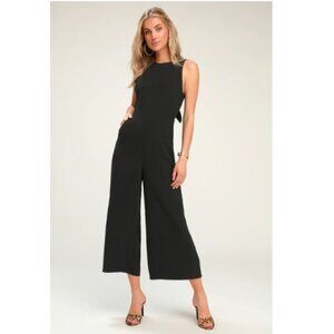 Lush Tied and True Black Tie-Back Culotte Jumpsuit